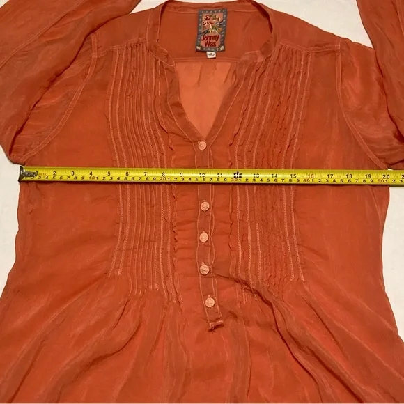 Johnny Was Pandora Long Sleeve Tunic Blouse Peasant Tangerine Orange Size Medium - Picture 8 of 10